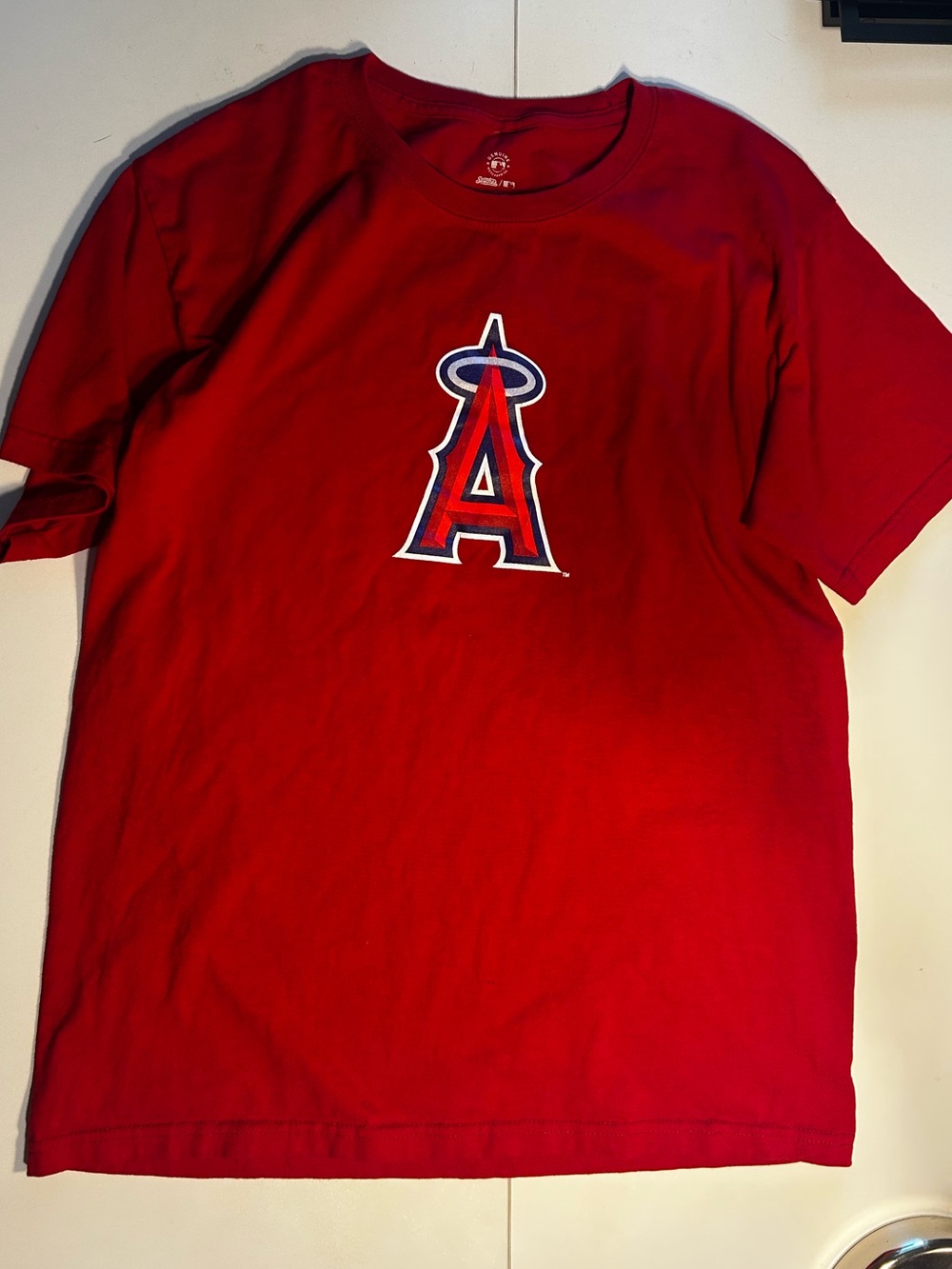 Stitches Red Los Angeles Angels Logo Short Sleeve Tee